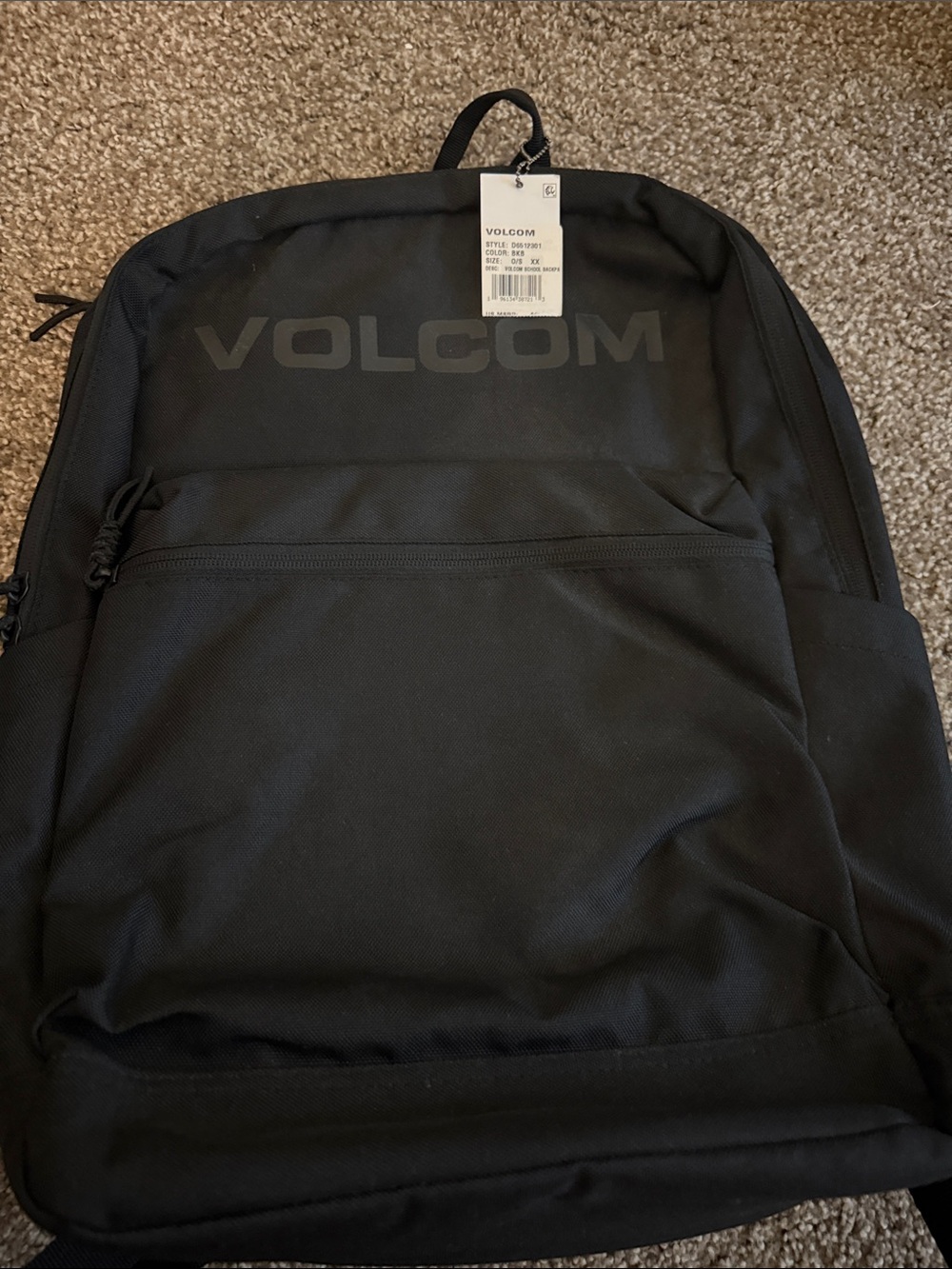 Volcom Black Canvas Backpack with Subtle Logo